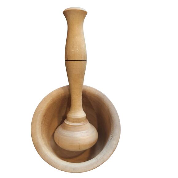 VTG Morter & Pestle Portugal Wood 5 1/2" tall - Picture 2 of 6